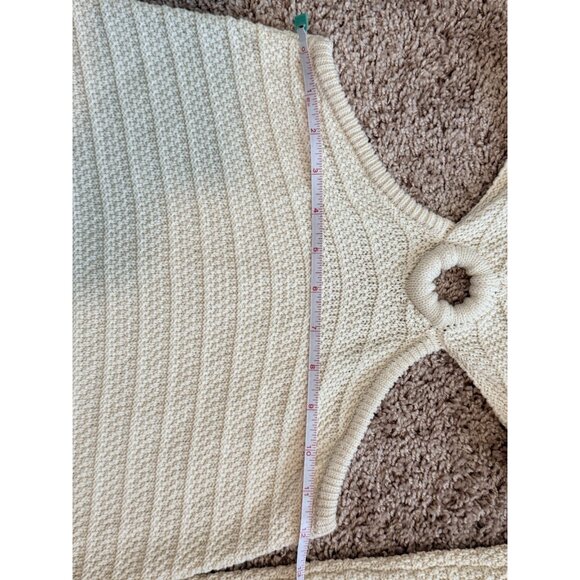 Forever 21 Cream Distressed Knit Midi Dress Crochet cutout - Picture 6 of 9